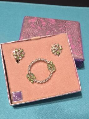 Vintage Signed Demi B. David Clip Earrings And Brooch